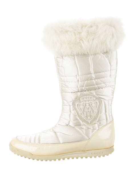 white gucci snow boots|Gucci ankle boots with pearls.